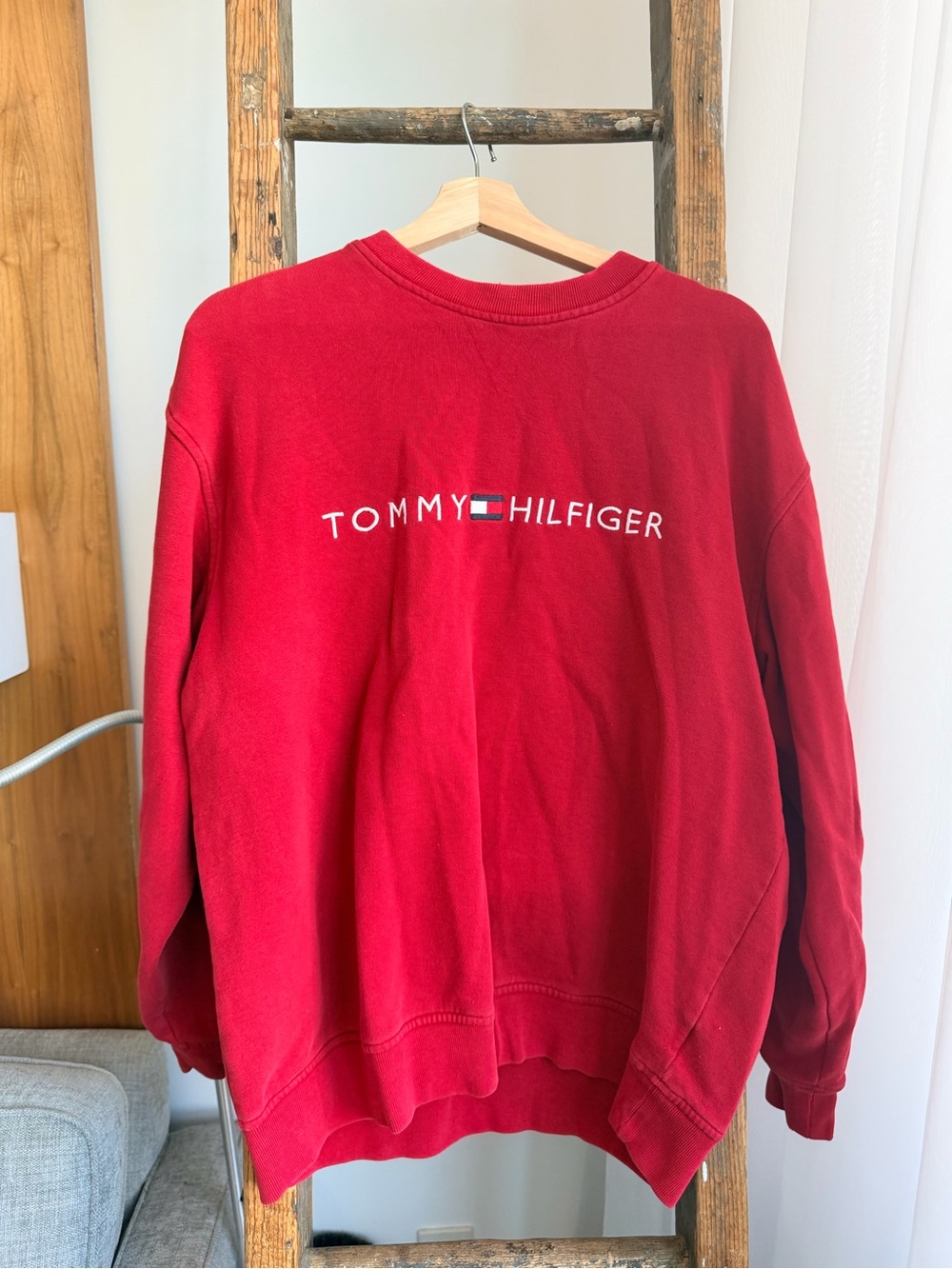 Tommy Hilfiger Red Crewneck Sweatshirt with Logo